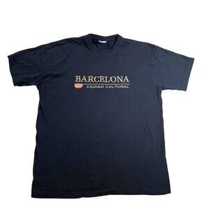 BCN Barcelona T-Shirt Men's XL Embroidered Logo Dark Black Safon Spain